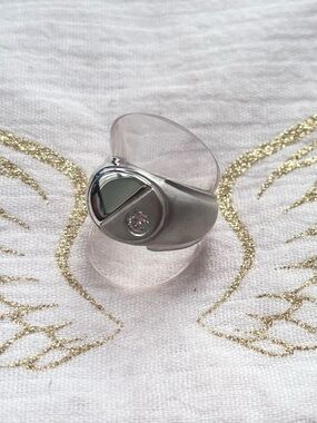 Men’s Classic Sterling Silver Ring with Clear Cubic Sirconia Stone - size 9